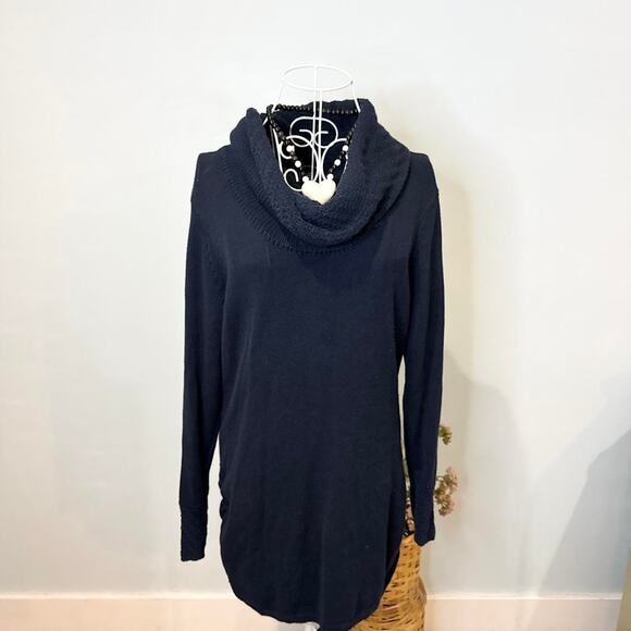 Cute vintage y2k navy blue off the shoulder chunky cowl neck sweater - Picture 5 of 6